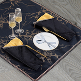 14 Pcs Quilted Velvet Table Runner Set Halcyon Black